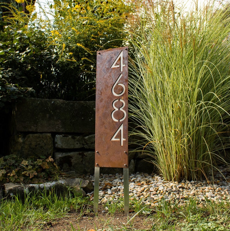 Stainless Steel Address Sign With Stakes Custom Address Sign Etsy