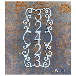 Custom Vertical Address Sign | Metal Address Sign | Address Sign with Scroll-work | Metal House Numbers | Custom Outdoor decor