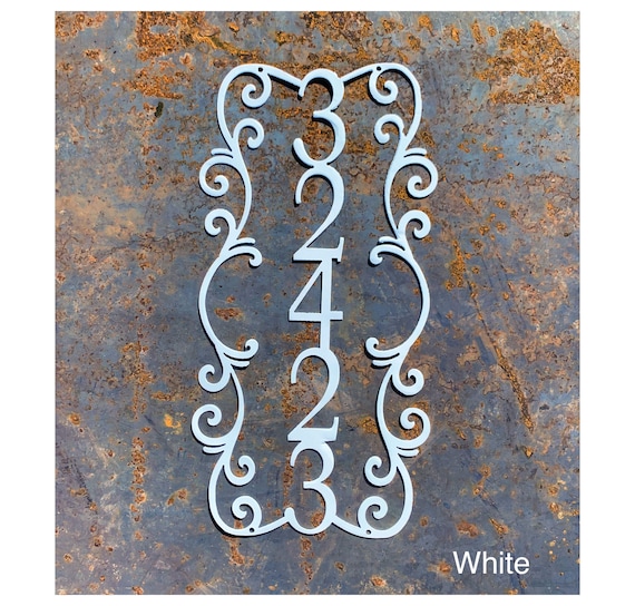 Custom Vertical Address Sign | Metal Address Sign | Address Sign with Scroll-work | Metal House Numbers | Custom Outdoor decor