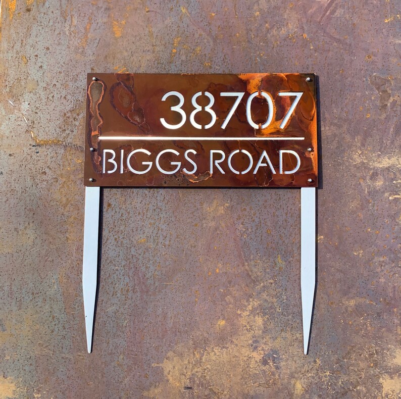 Stainless Steel Address Sign With Stakes Custom Address Sign Etsy