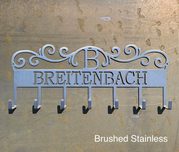 Personalized Coat Hooks | Custom 11th Wedding Anniversary GIft | Stainless Steel Wall Hooks