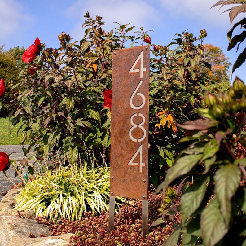 Stainless Steel Address Sign With Stakes Custom Address Sign Etsy