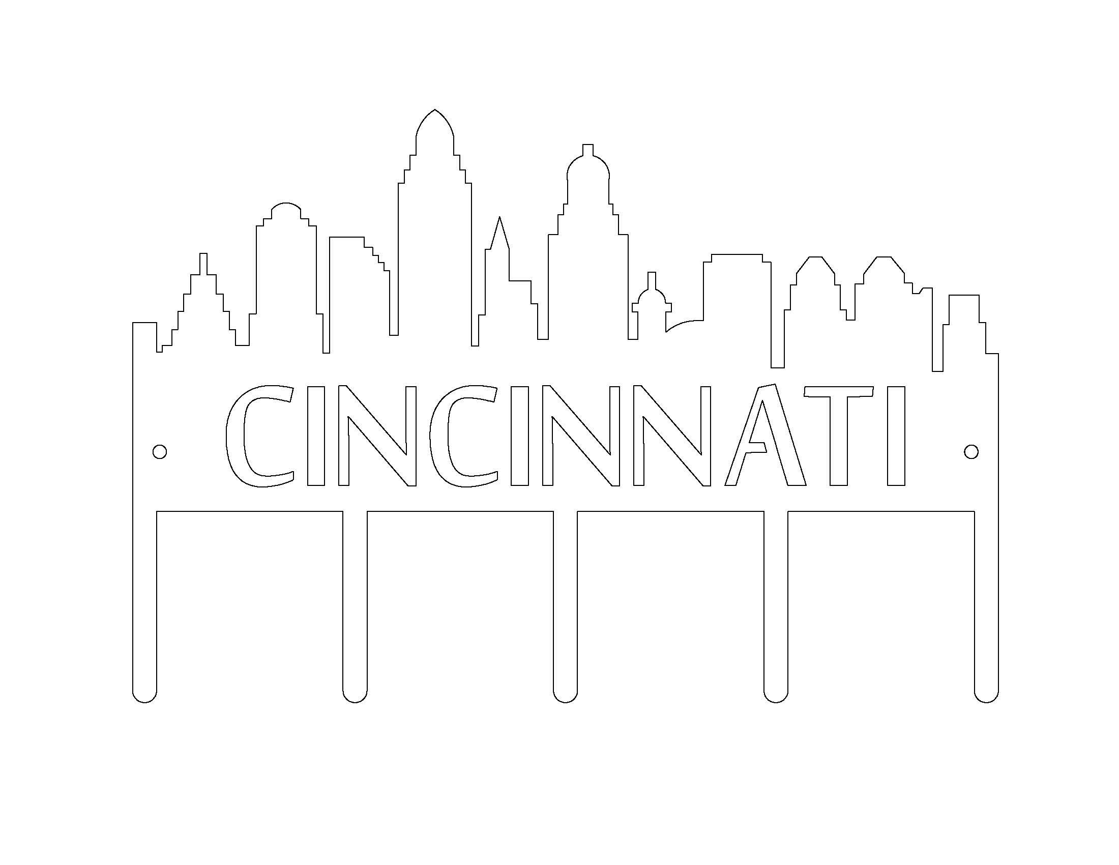 Cincinnati Skyline Key Hooks stainless steel