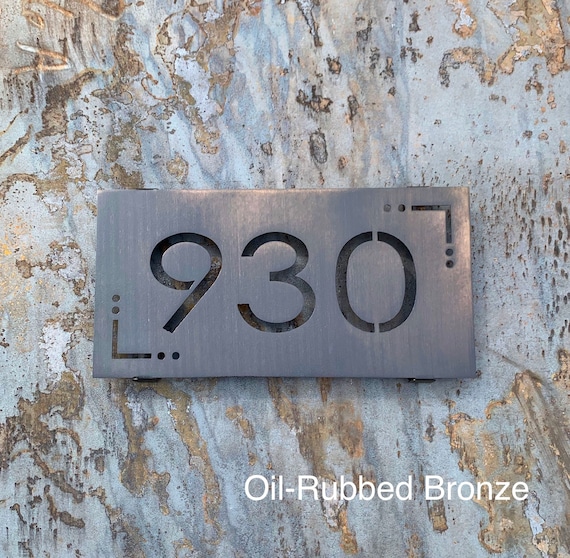 Modern Stainless Steel Address Sign | Metal Address Sign | Modern House Numbers | Mid-Century Address Sign |