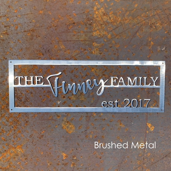 Last Name Sign with Established Date | Steel Family Name Sign | Custom Wedding Gift | 11th Anniversary Gift | Custom Outdoor Sign