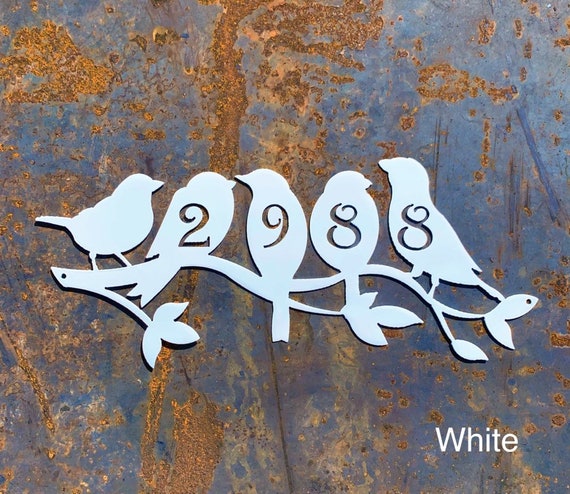 Metal House Number | Perched Birds Address Sign | Metal Birds Home Address Sign | Custom Address Sign