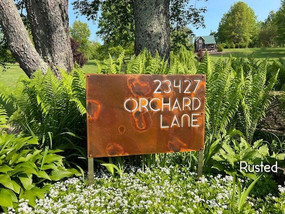 Modern Address Sign 20"x30" plus Stakes | Custom Logo Sign on Stakes | Yard Address Sign