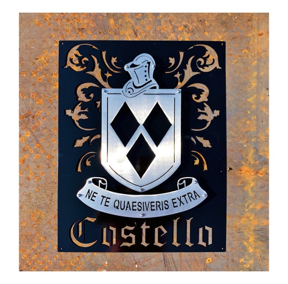 Family Crest | Custom Metal Art | Coat of Arms | 11th Anniversary Gift | Last Name Gift