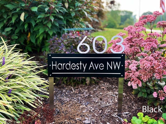 Stainless Steel Address Sign with Stakes | Custom Address Sign | Yard Address Sign