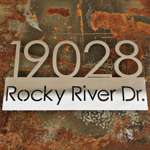 Modern Stainless Steel Address Sign with Street Name