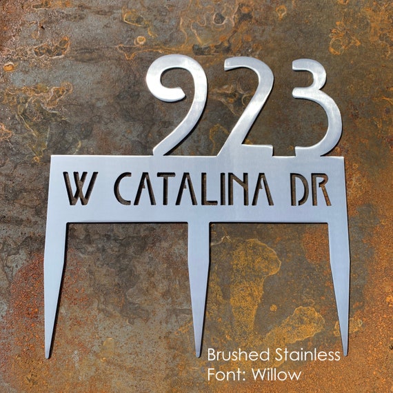 Stainless Steel Address Sign with Stakes | Custom Address Sign | Yard Address Sign