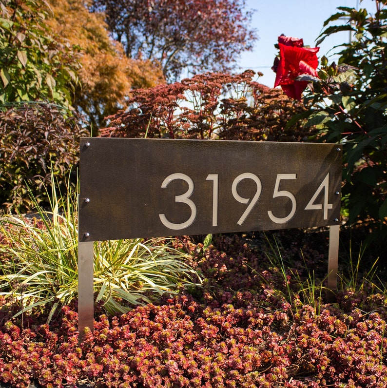 Stainless Steel Address Sign with Stakes Custom Address Sign Yard Address Sign image 3