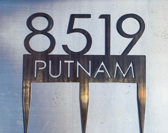 Address Sign with Stakes | Stainless Steel Address Sign | Custom Address Sign | Yard Address Sign