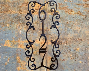 Custom Vertical Address Sign | Metal Address Sign | Address Sign with Scroll-work | Metal House Numbers | Custom Outdoor decor