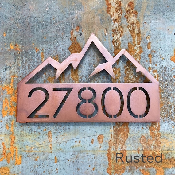 Mountain Address Sign | Geometric Mountain | Stainless Address Sign | Modern Address Plaque | Metal Address Sign | Log Cabin Sign