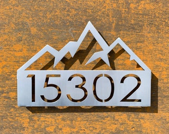 Mountain Address Sign | Geometric Mountain | Stainless Address Sign | Modern Address Plaque | Metal Address Sign | Log Cabin Sign