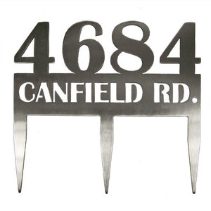 Metal Address Sign with Stakes: Stainless Steel Yard Sign