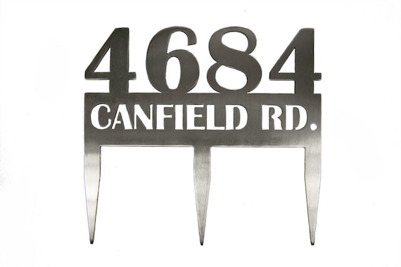 Address Sign with Stakes | Metal Address Sign | Stainless Steel Address Sign | Address Sign for Yard