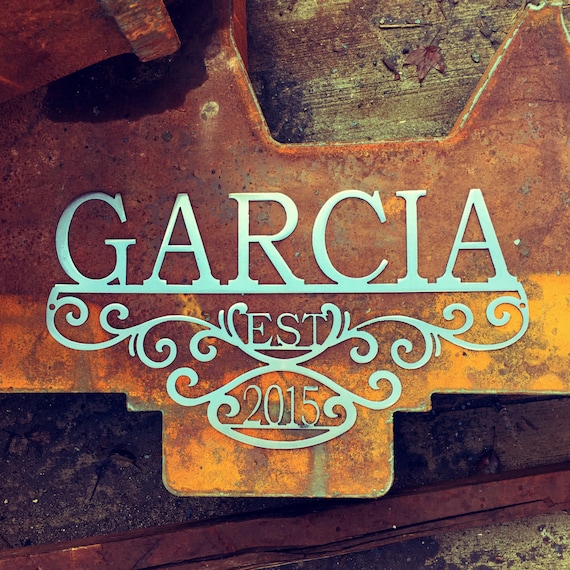 Custom Metal Name Sign with Established Date | 11th Anniversary Gift | Rustic Wedding Gift | Unique Christmas Gift