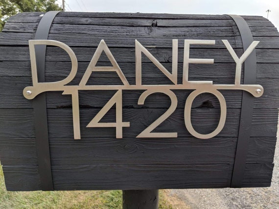 Metal Address and Last Name for Mail Box | Custom Address Sign | Craftsman Address Sign