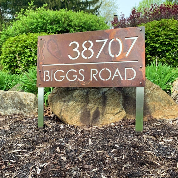 Stainless Steel Address Sign with Stakes | Custom Address Sign | Yard Address Sign