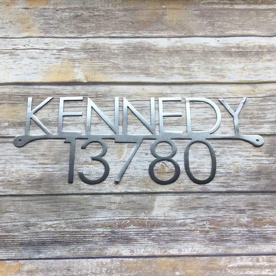 Modern Address with Last Name | Custom Metal Address Sign