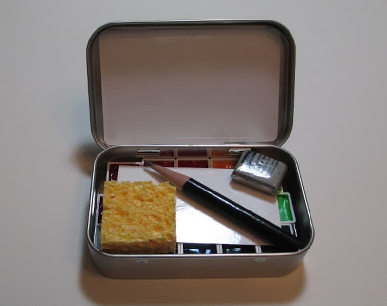 Mini DRAGON WATERCOLOR PALETTE ~ collectible tin ~artist-grade paints~full color spectrum~compact~portable~ travel sketch ~altoids-style tin