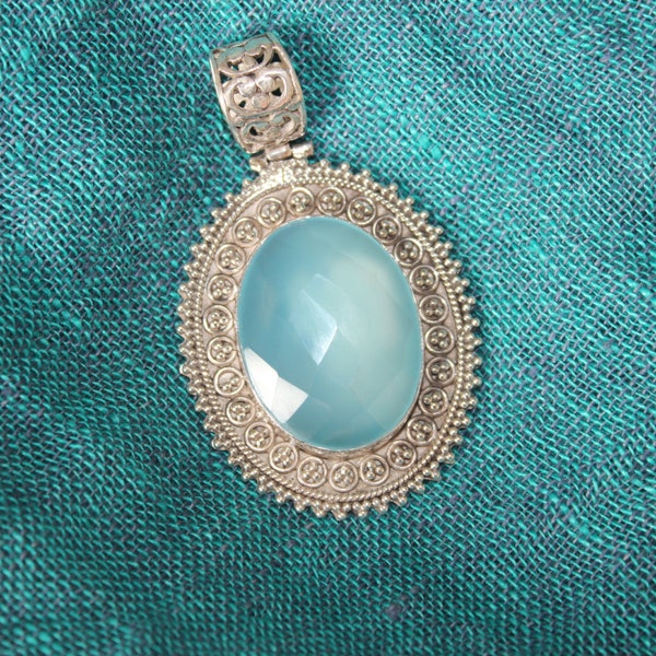 Blue Onyx Pendant set in sterling silver
