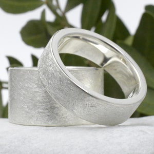 Wedding rings partner rings made of 925 silver 6 and 12 mm wide ice matt free engraving image 2