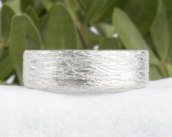 Silberring Bandring 7 mm breit massiver Ring mit Struktur kostenlose Gravur