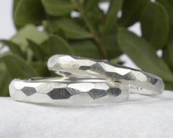 Handgefertigte Partnerringe Eheringe 3 und 4 mm breit | massive Trauringe aus Silber Freundschaftsringe