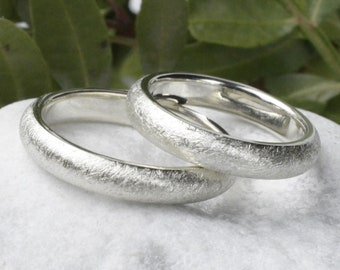 Partner rings wedding rings made of 925 silver matt white | 4mm wide | Silver Wedding Rings Friendship Rings