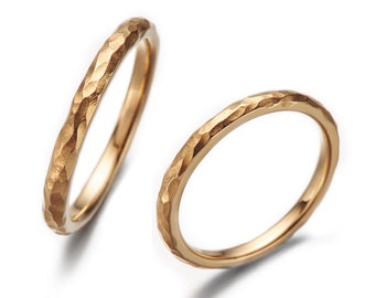Wedding rings/rings made of 8 kt. yellow gold | 2 mm wide with structure | handmade wedding rings gold