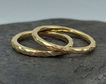 Wedding rings/wedding rings made of 14 kt. yellow gold | 1.5 and 2 mm wide | gold rings made of gold | Wedding rings with structure