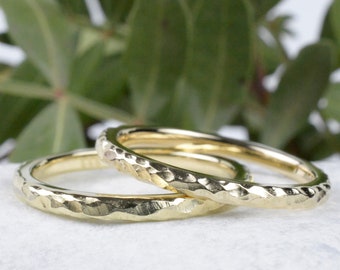 Wedding rings/wedding rings made of 8 kt. yellow gold with structure | 2mm wide | Partner rings failed