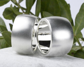 Partner rings/wedding rings made of 925 silver | 12mm and 14mm wide | Sand matt customizable friendship rings