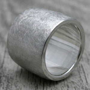 Band ring made of 925 silver | 18 mm wide, ice-matt | Wide ring | Personalized silver ring