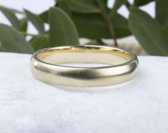 Bandring aus 14 kt. 585 Gelbgold | 3,5 mm breit mit  Sandmatt Goldring | Kostenlose Gravur personalisiert