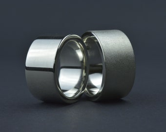 Silver Wedding Rings | 12mm wide | Frosted or High Polish Friendship Rings