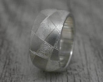 Bandring mit Gravur | 12 mm breit | Silberring mit einem Muster | Mit Gravur Personalisierbar personalisiert