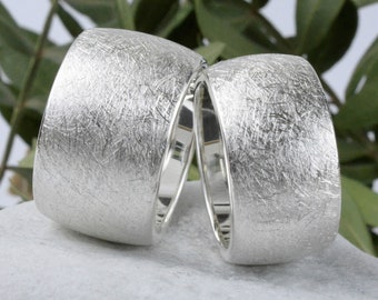 Partner rings/wedding rings made of 925 silver | 12mm and 14mm wide | Personalized Frosted Friendship Rings