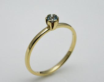 Ring gold with aquamarine, 14k gold