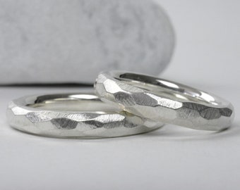 Silver wedding rings with structure | massive wedding rings friendship rings
