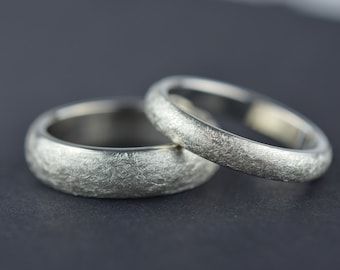 Wedding rings made of 925 silver matt white | 4 and 6 mm wide | Handmade wedding bands personalized friendship rings