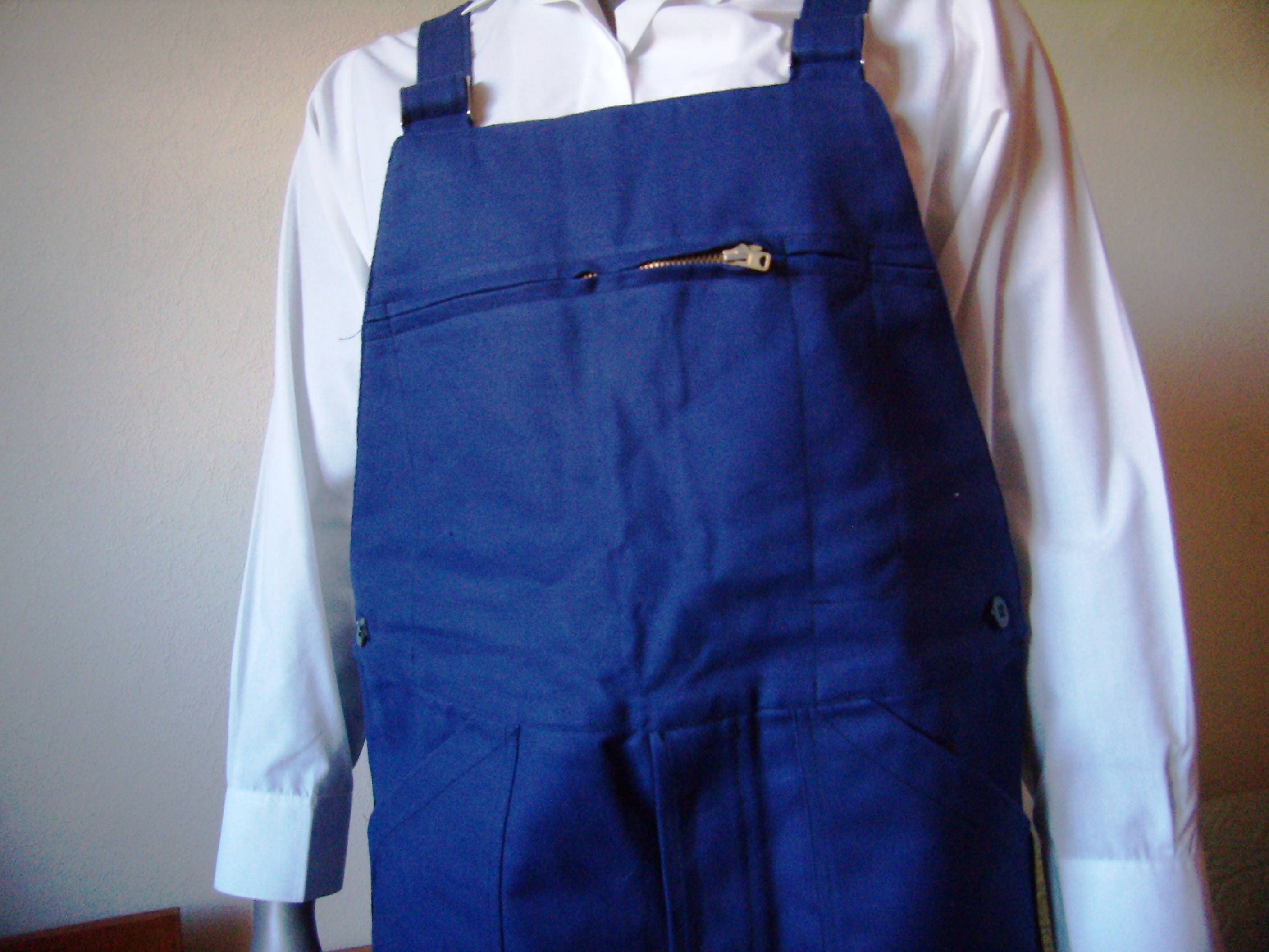 Buy VTG 60s French New Work Overalls Suspender Jacket Indigo