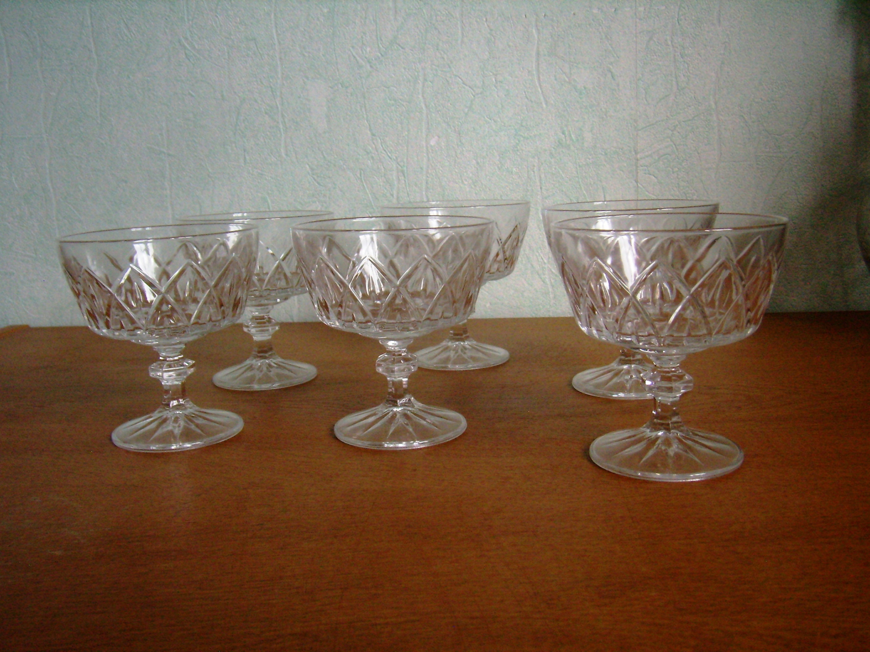 Lot de 6 Coupelles à Pied, Coupe Glace, Salade Fruits, Crème, French Vintage