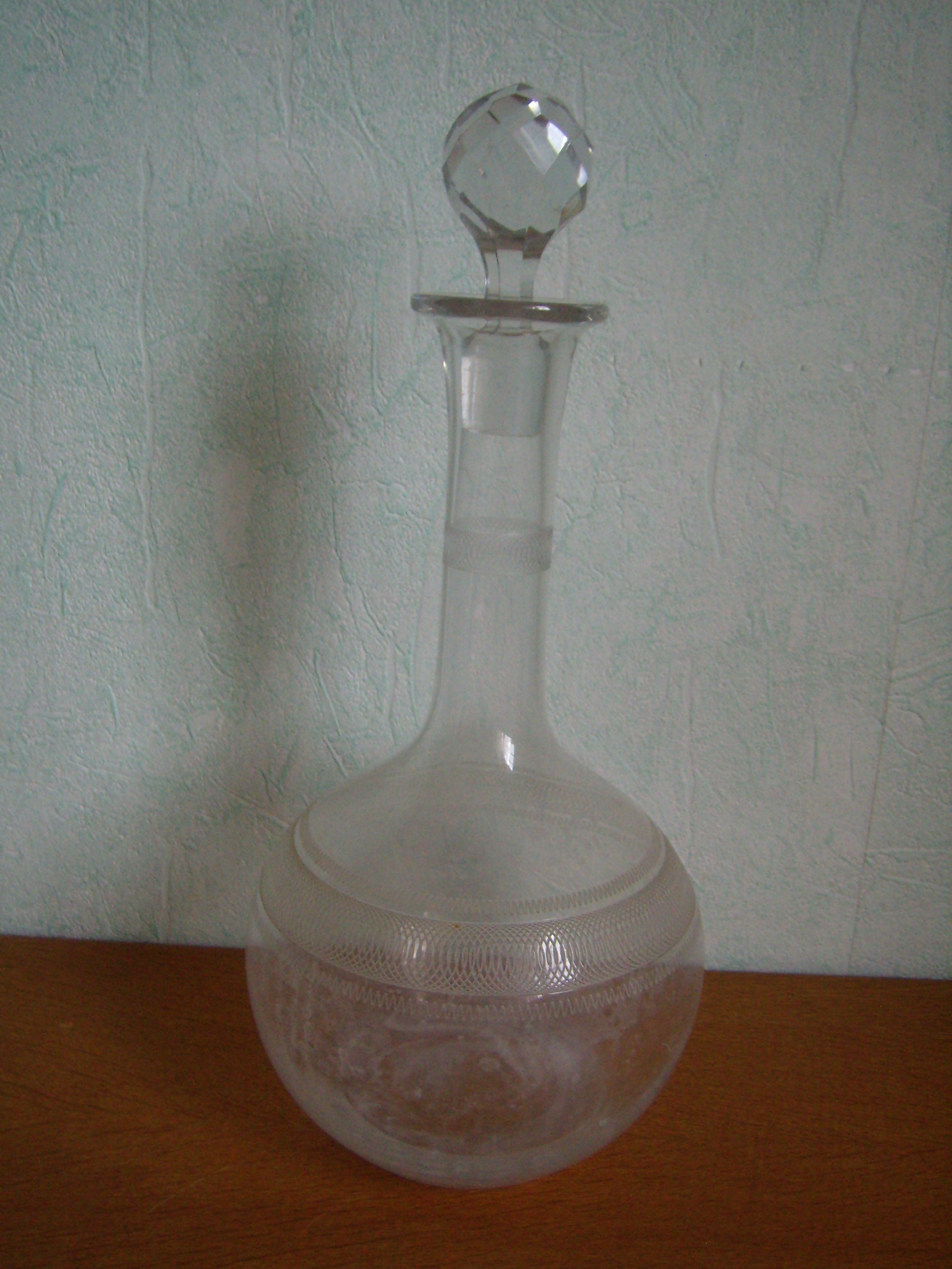 Ancienne Carafe, Décanteur à Vin, Verre Soufflé et Moulé, Bulles, French Vintage