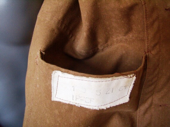 années 1960, français veste travail imperméable brun,veste train, conducteur de train, brun,veste taille L/XL e93379 années 1960, français veste travail imperméable brun,veste train, conducteur de train, brun,veste taille L/XL e93379