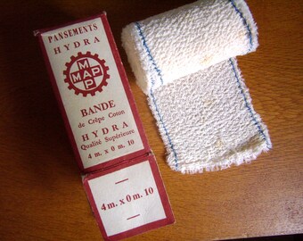Stretchable cotton crepe band, 4 m x 10, Vintage french