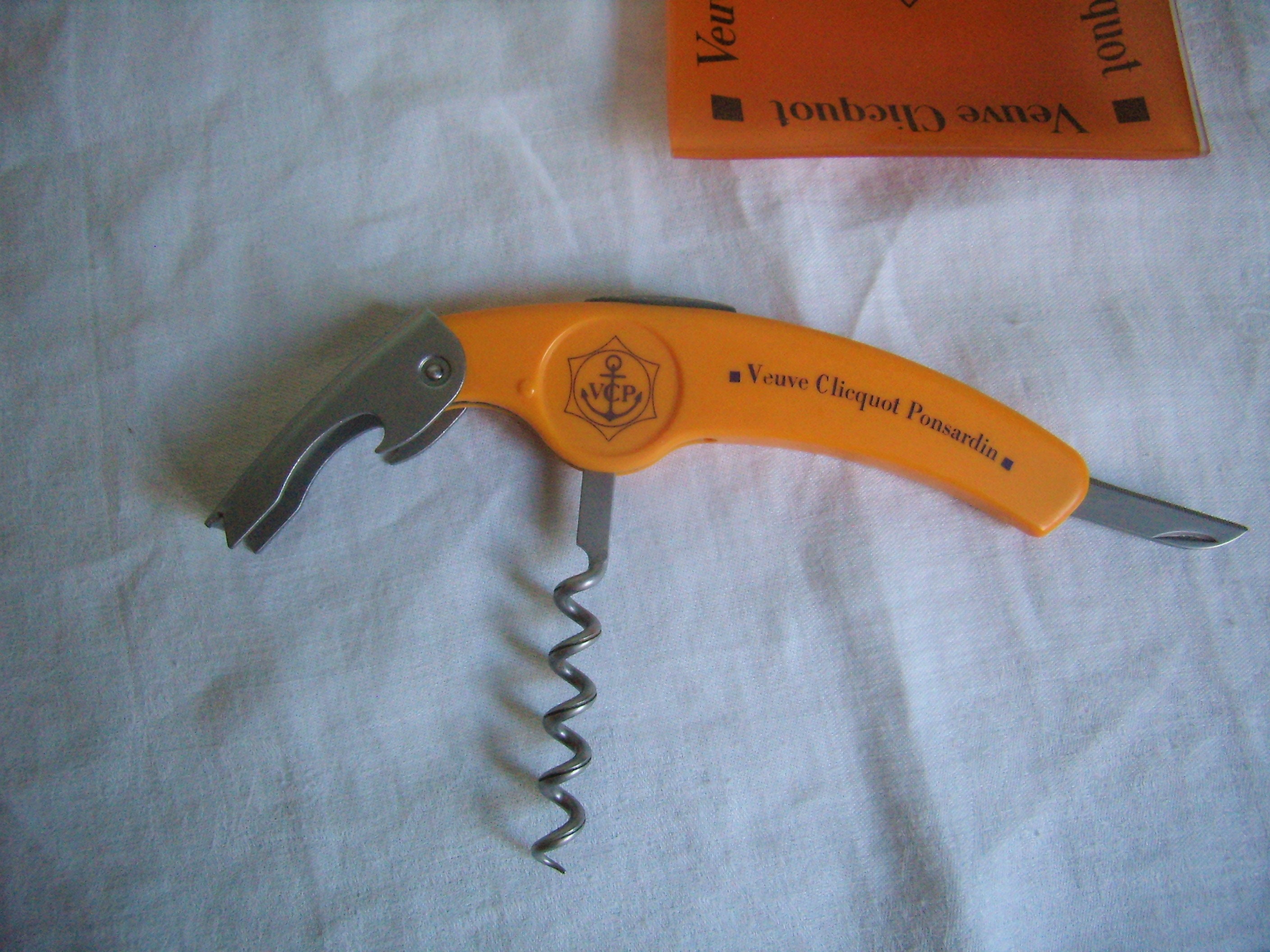 Sommelier/Limonadier Veuve Clicquot - Tire-Bouchon Décapsuleur Orange, French Vintage